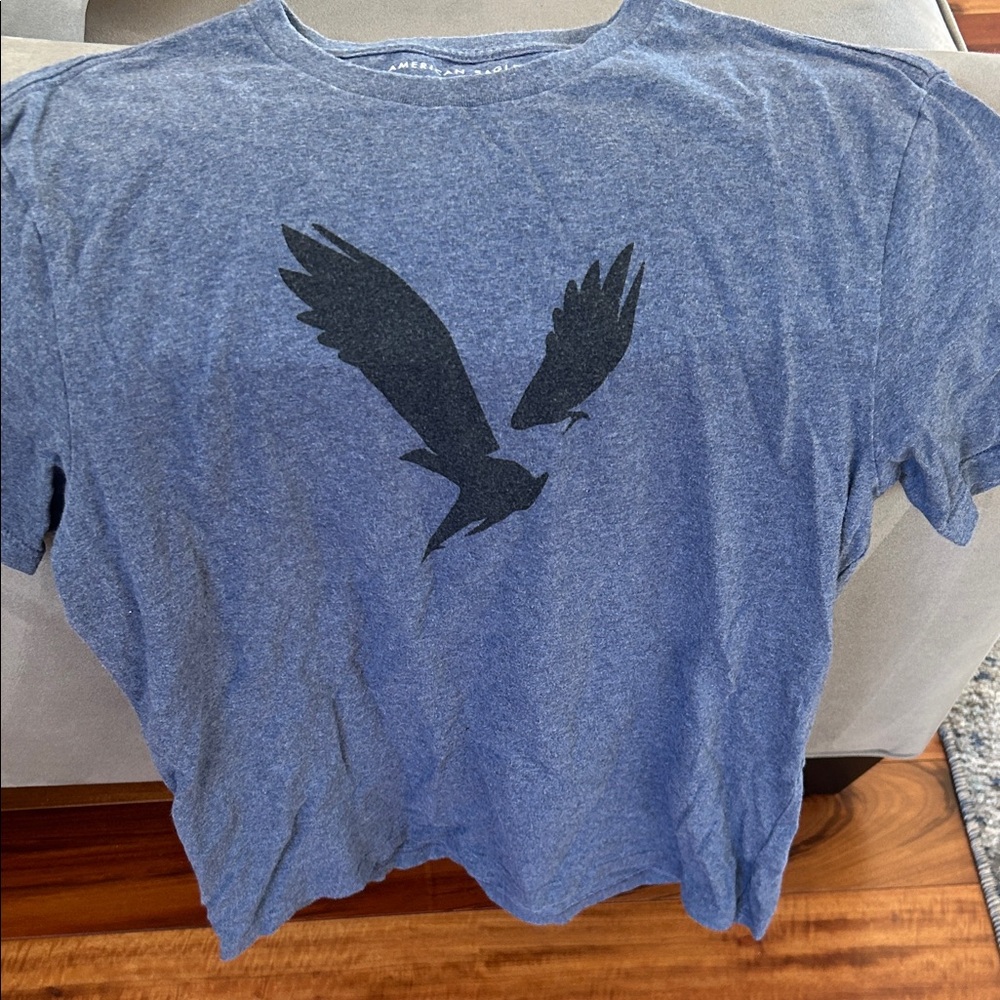 American Eagle Outfitters Blue Tee with Black Eagle Graphic